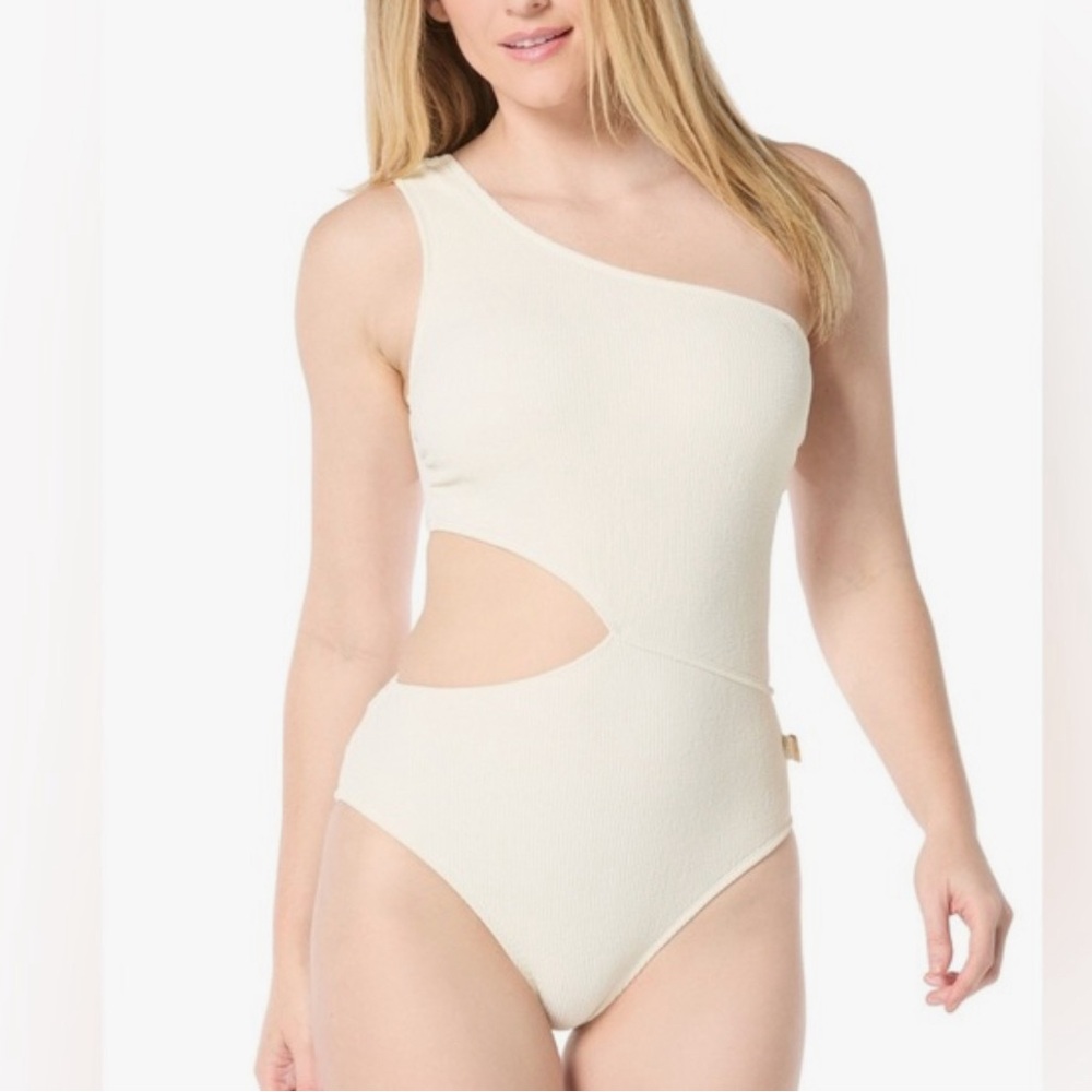 Michael Kors One-Shoulder Side Cutout Swimsuit